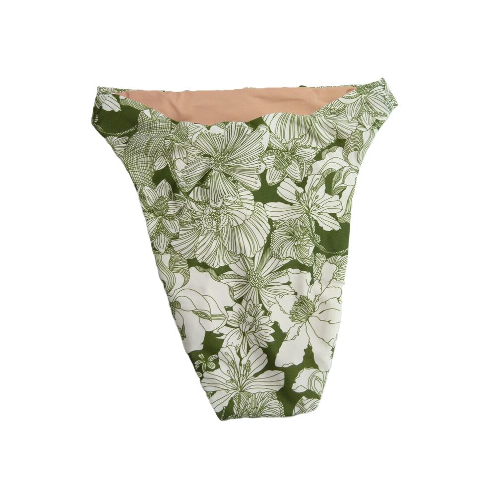 NWT J.Crew Swim Green Floral Bottom XXS High-Rise Cheeky Bikini Bottom - Picture 5 of 5